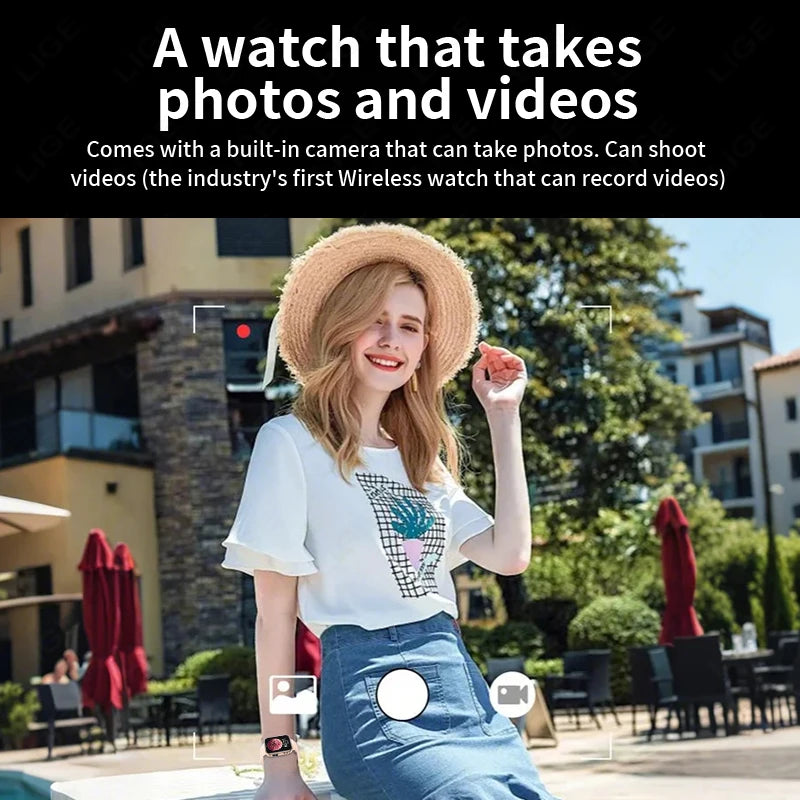 LIGE 512MB Memory Camera Smartwatch Women Take Photo Recording Video Health Monitor Wireless Call Smart Watch 100+ Dynamic Dials