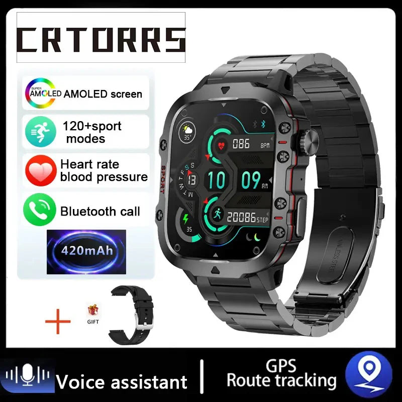 NEW Military Men Smart Watch 2025 Bluetooth Call Electronic Fitness Clock Heart Monitor Watches 3ATM Waterproof Sport Smartwatch