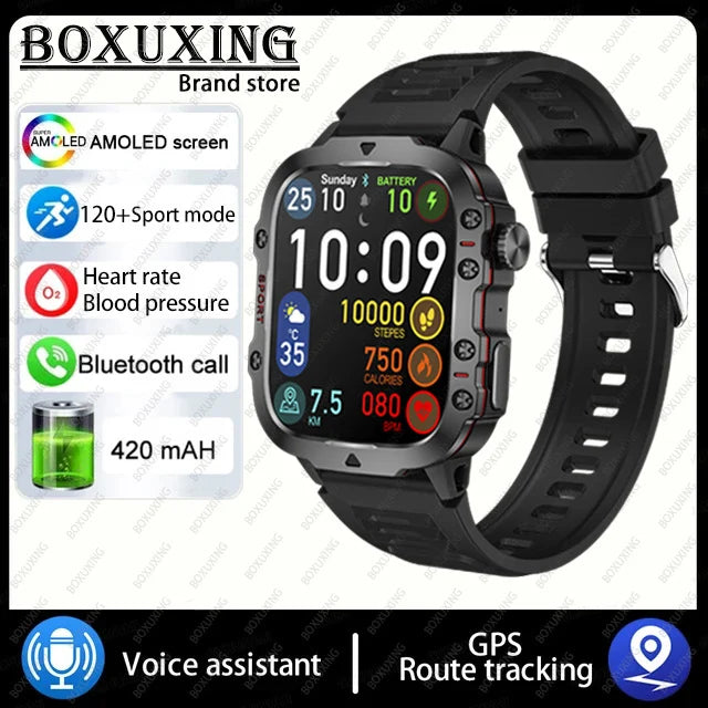2025 New 3TAM Waterproof Smart Watch Men Outdoor Sports Fitness Tracker Health Monitor 1.96"HD BT Call Waterproof Smartwatch