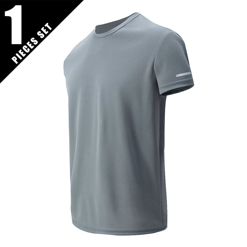 1/4 Pcs Men's Summer Fashion Printing Quick-drying Short-sleeved Youth Leisure Sports Fitness Breathable Top Middle-aged Loose T
