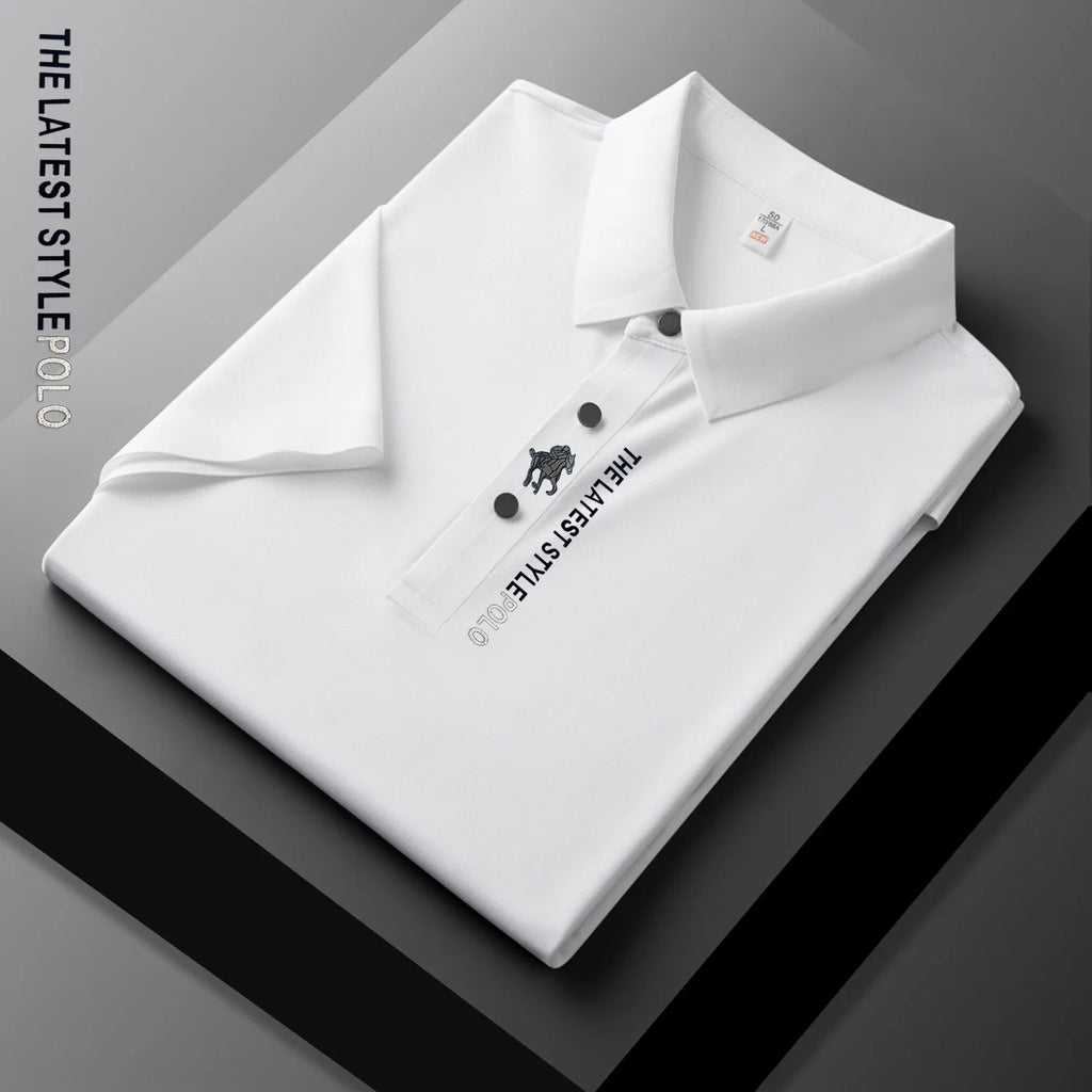 Ice Silk Polo Shirt Short Sleeved Letter Printing T-shirt New 2024 Summer Men's Clothing High-grade  Shirts