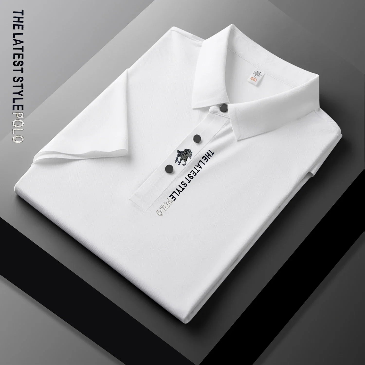 Ice Silk Polo Shirt Short Sleeved Letter Printing T-shirt New 2024 Summer Men's Clothing High-grade  Shirts