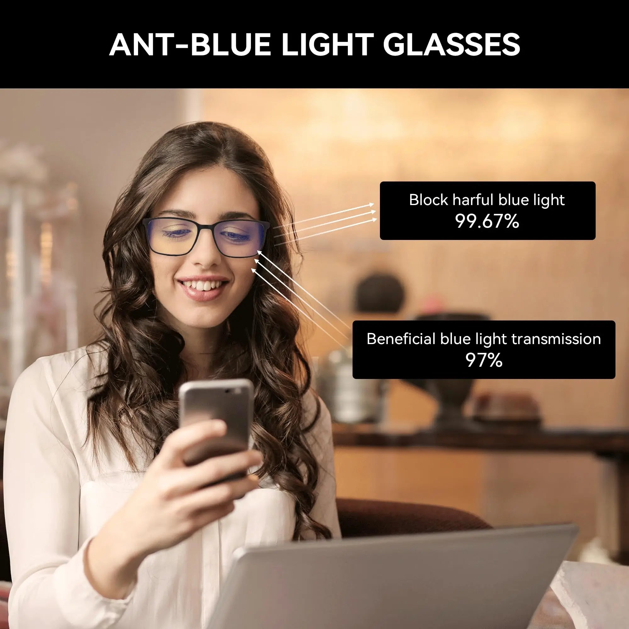 ZENOTTIC Fashion Blue Light Reading Glasses for Men，Sport Square Frame Readers, Anti Glare Computer Glasses