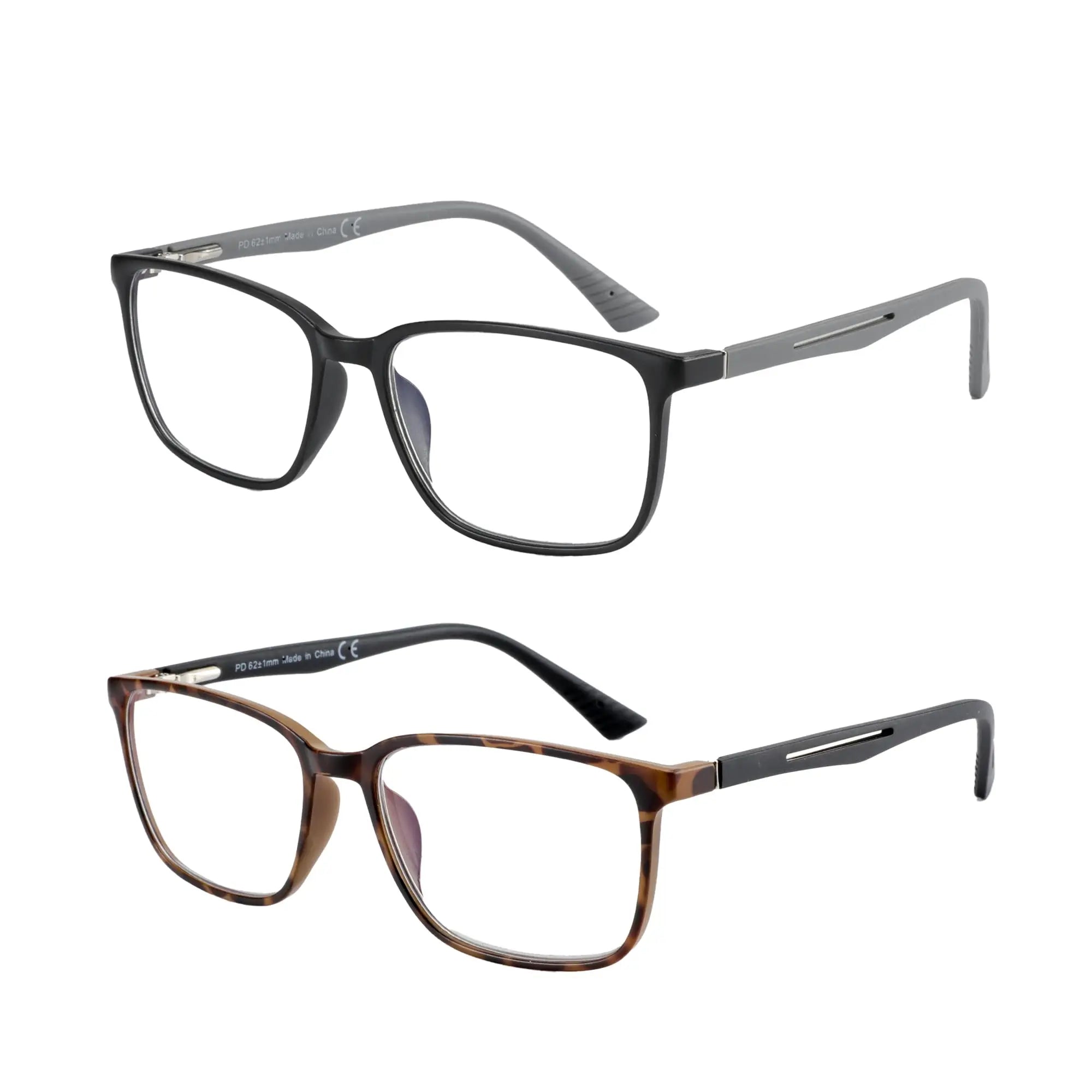 ZENOTTIC Fashion Blue Light Reading Glasses for Men，Sport Square Frame Readers, Anti Glare Computer Glasses
