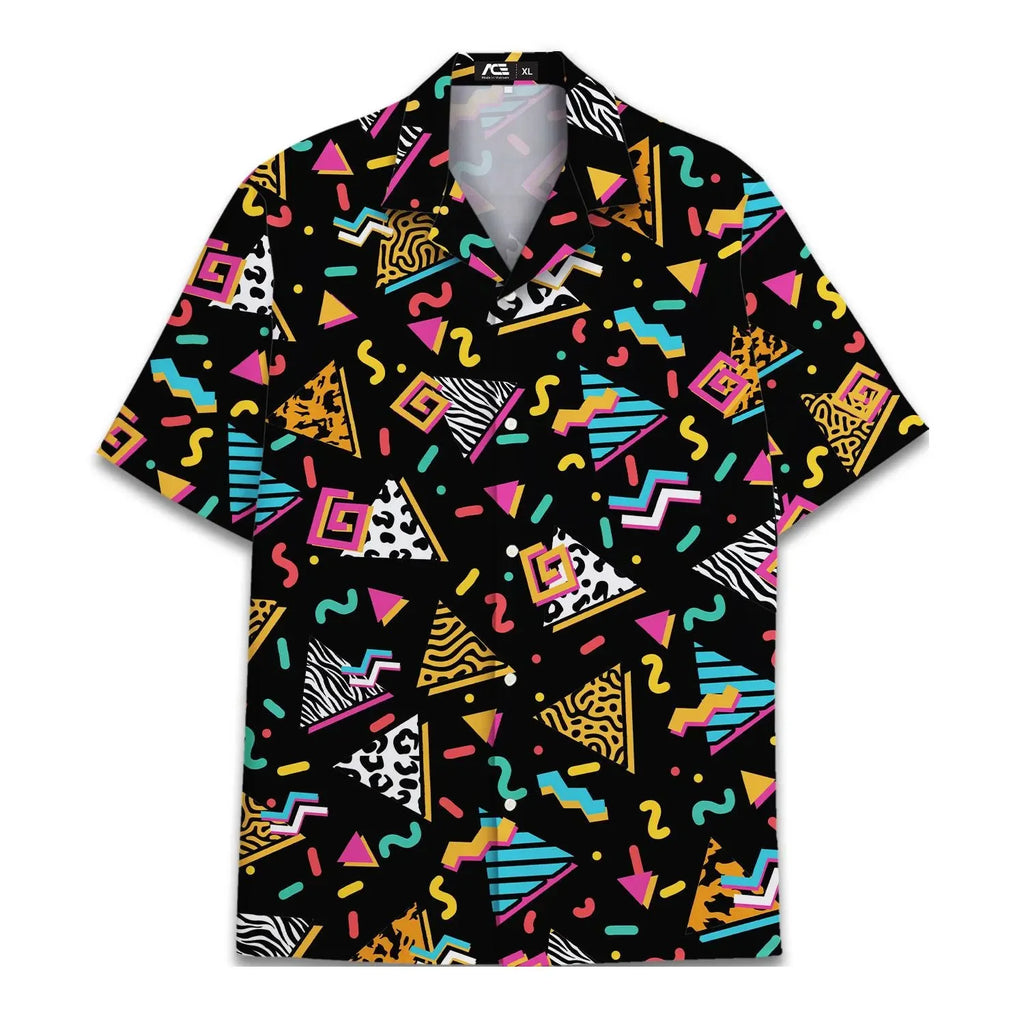 Retro 80s Pop Art Hawaiian Shirt 2025 Neon Cassette Skateboard Headphone Shirt, Vintage 90s Party Button-Up Summer Unisex Shirts