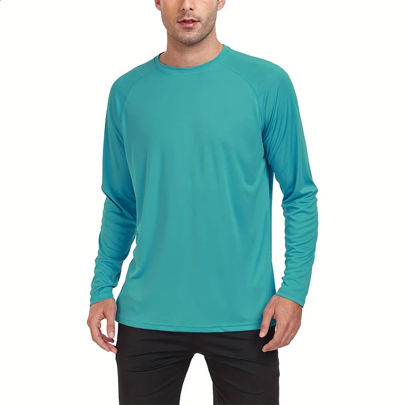 UV Men's Sun Protection Long Sleeve Summer UPF50+ Performance Quick Dry Men T-shirts Breathable Hiking Workout Pullover Tops