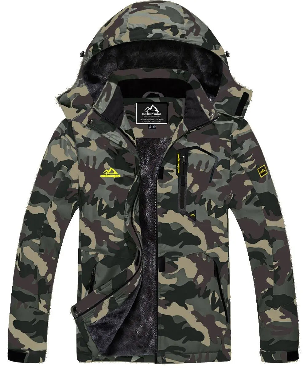 TACVASEN Winter Fleece Lined Jacket Men's Fleece Lining Coats Thermal Warm Jacket Hiking Walking Jacket Outdoor Windbreaker Male