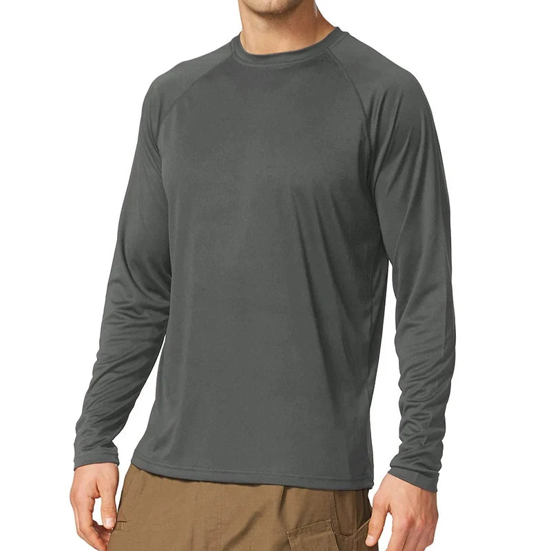 UV Men's Sun Protection Long Sleeve Summer UPF50+ Performance Quick Dry Men T-shirts Breathable Hiking Workout Pullover Tops