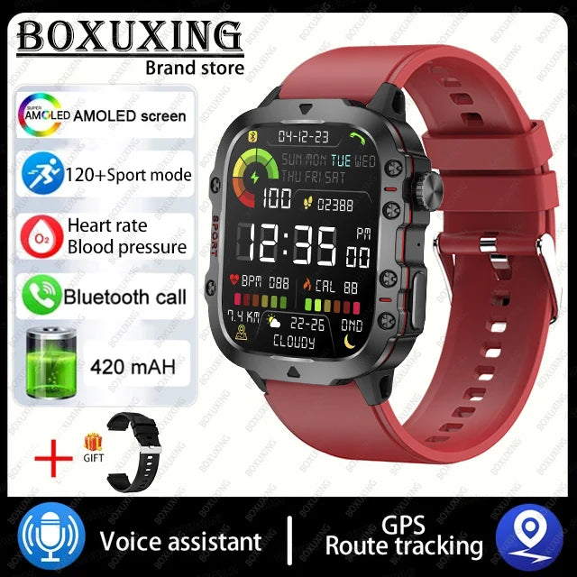 2025 New 3TAM Waterproof Smart Watch Men Outdoor Sports Fitness Tracker Health Monitor 1.96"HD BT Call Waterproof Smartwatch