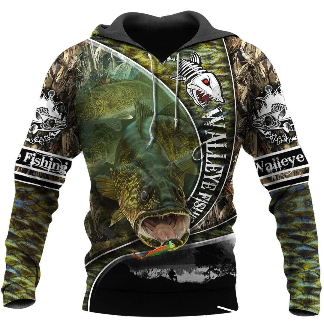 Professional graphic hoodie for fishing 3D Print Spring And Autumn Fashion Versatile Streetwear Men's And Women's Y2K Hoodies
