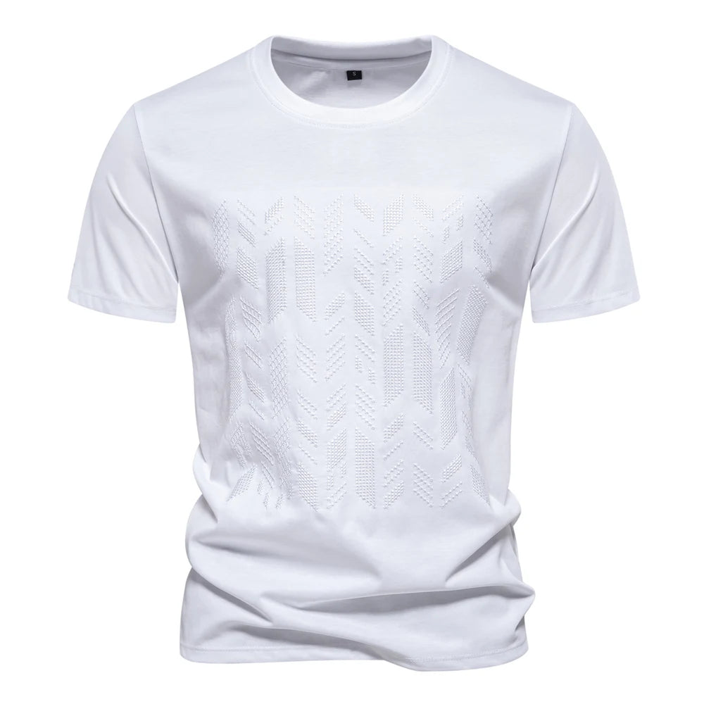 Summer Cool Cotton Blend T-shirt for Men Short Sleeve Brand Quality Embroidery Mens T Shirts