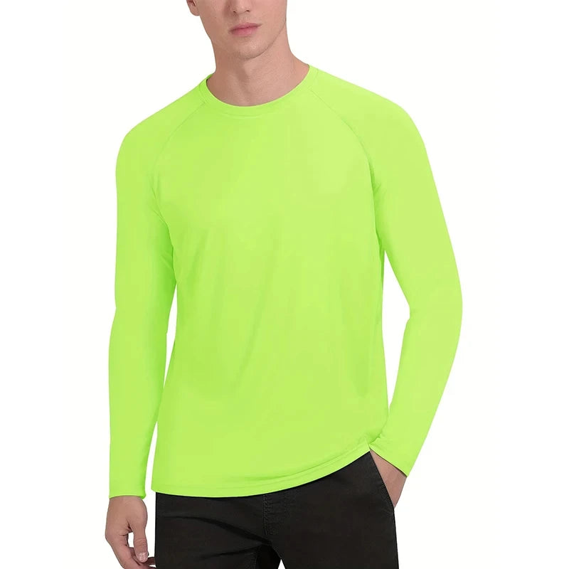 UV Men's Sun Protection Long Sleeve Summer UPF50+ Performance Quick Dry Men T-shirts Breathable Hiking Workout Pullover Tops