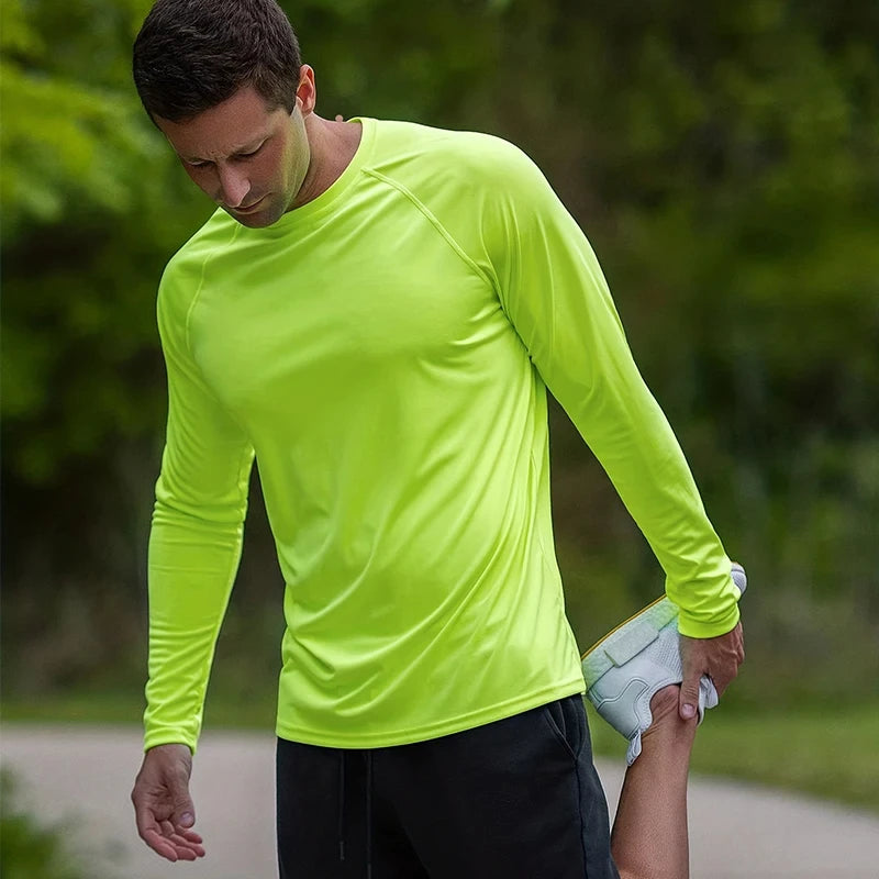 UV Men's Sun Protection Long Sleeve Summer UPF50+ Performance Quick Dry Men T-shirts Breathable Hiking Workout Pullover Tops