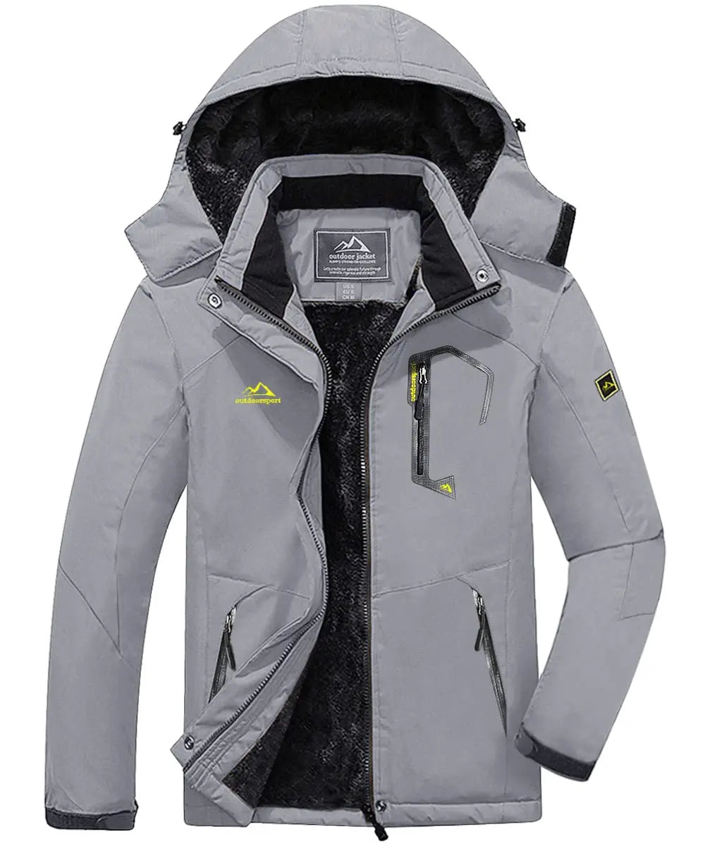 TACVASEN Winter Fleece Lined Jacket Men's Fleece Lining Coats Thermal Warm Jacket Hiking Walking Jacket Outdoor Windbreaker Male