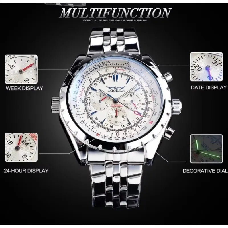 JARAGAR 212 New Men's Automatic Mechanical Watch Fashion Business Luxury Calendar Week Men's Premium Watch Gift reloj hombre