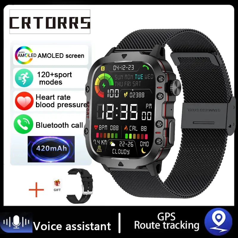 NEW Military Men Smart Watch 2025 Bluetooth Call Electronic Fitness Clock Heart Monitor Watches 3ATM Waterproof Sport Smartwatch