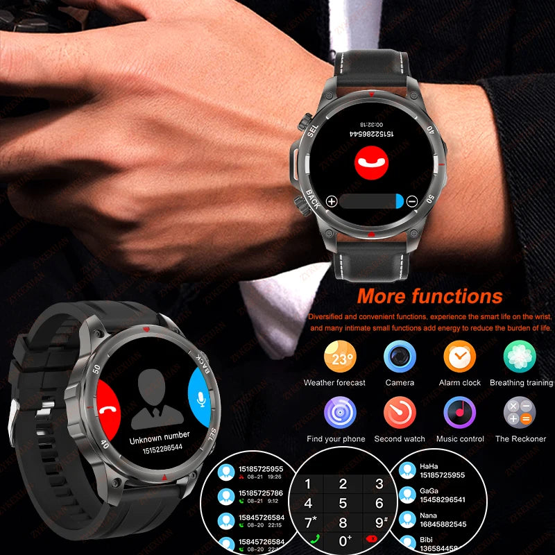 For Huawei Bluetooth Call Smart Watch Men AMOLED HD Large Screen With Flashlight Heart Rate NFC Waterproof GPS Sports SmartWatch