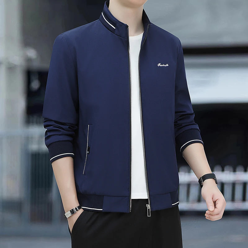 Autumn New Men Lapel Jacket Coats Fashion Fabric Comfortable Breathable Sweat Absorption Comfortable Slim Version Coats