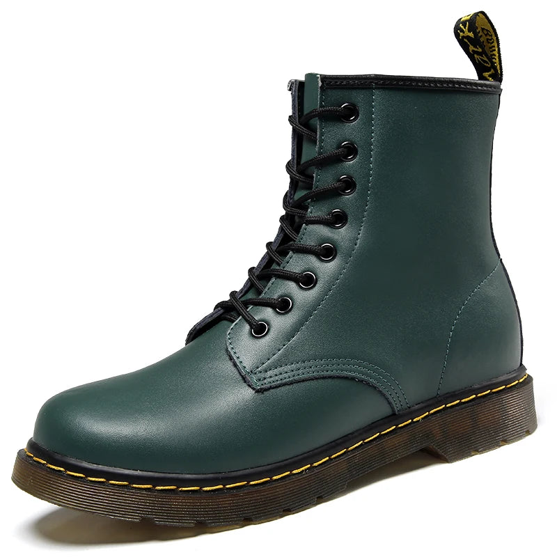 Large Size Men Genuine Leather Classic Six Hole Boots Fashion British Style Riding Short Ankle Boots Outdoor Boots Women's Boot