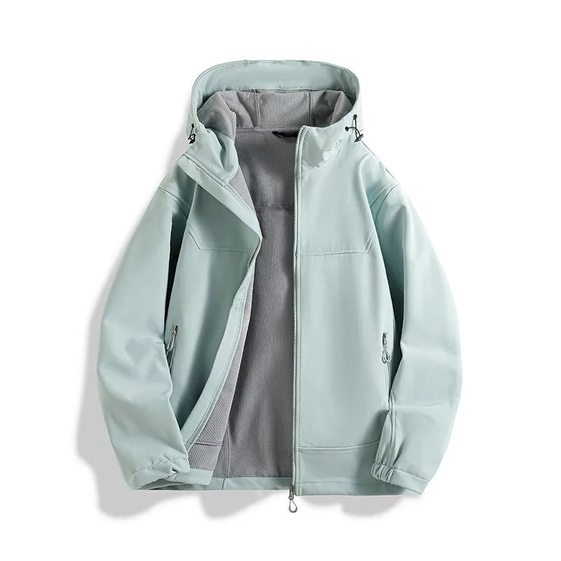 Men's Sports Outdoor Jacket Fleece-lined Versatile Autumn Winter Coat Mountaineering Cycling Camping Windproof Waterproof Casual