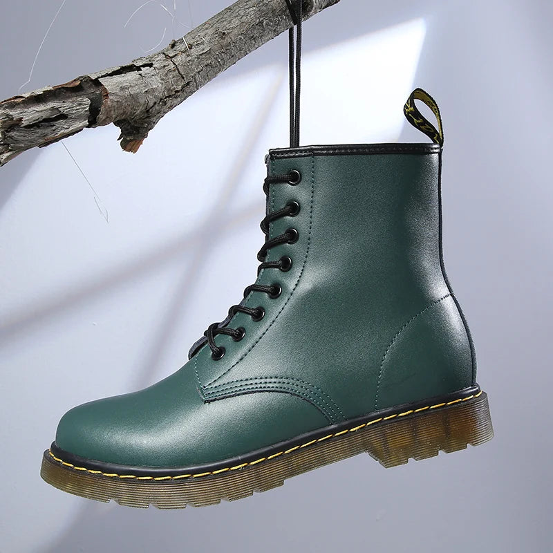 Large Size Men Genuine Leather Classic Six Hole Boots Fashion British Style Riding Short Ankle Boots Outdoor Boots Women's Boot