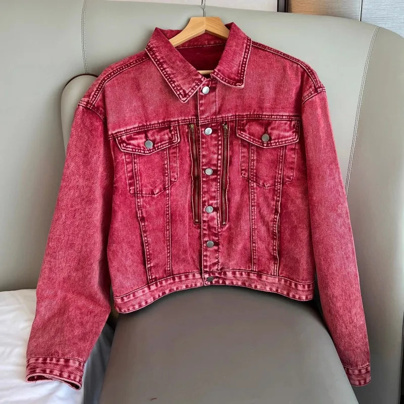 Designer Mens Denim jacket High Steet Spring Autumn Casual Outerwear Single Breasted Loose Fit Long Sleeve Vintage Short Coat