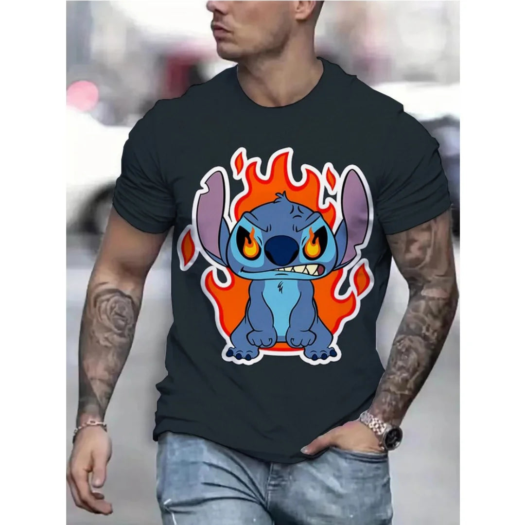 Disney Stitch graphic T-shirt 3d Printing Summer Sports Leisure Dry Quickly Men's T-Shirt Children's Clothing Tee Y2k Woman