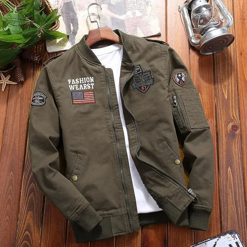 Outdoor Boxing Cargo Jacket Men's High Quality Vintage Embroidered Windbreaker 2024 Autumn Wild Hunting Pure Cotton Warm Coat