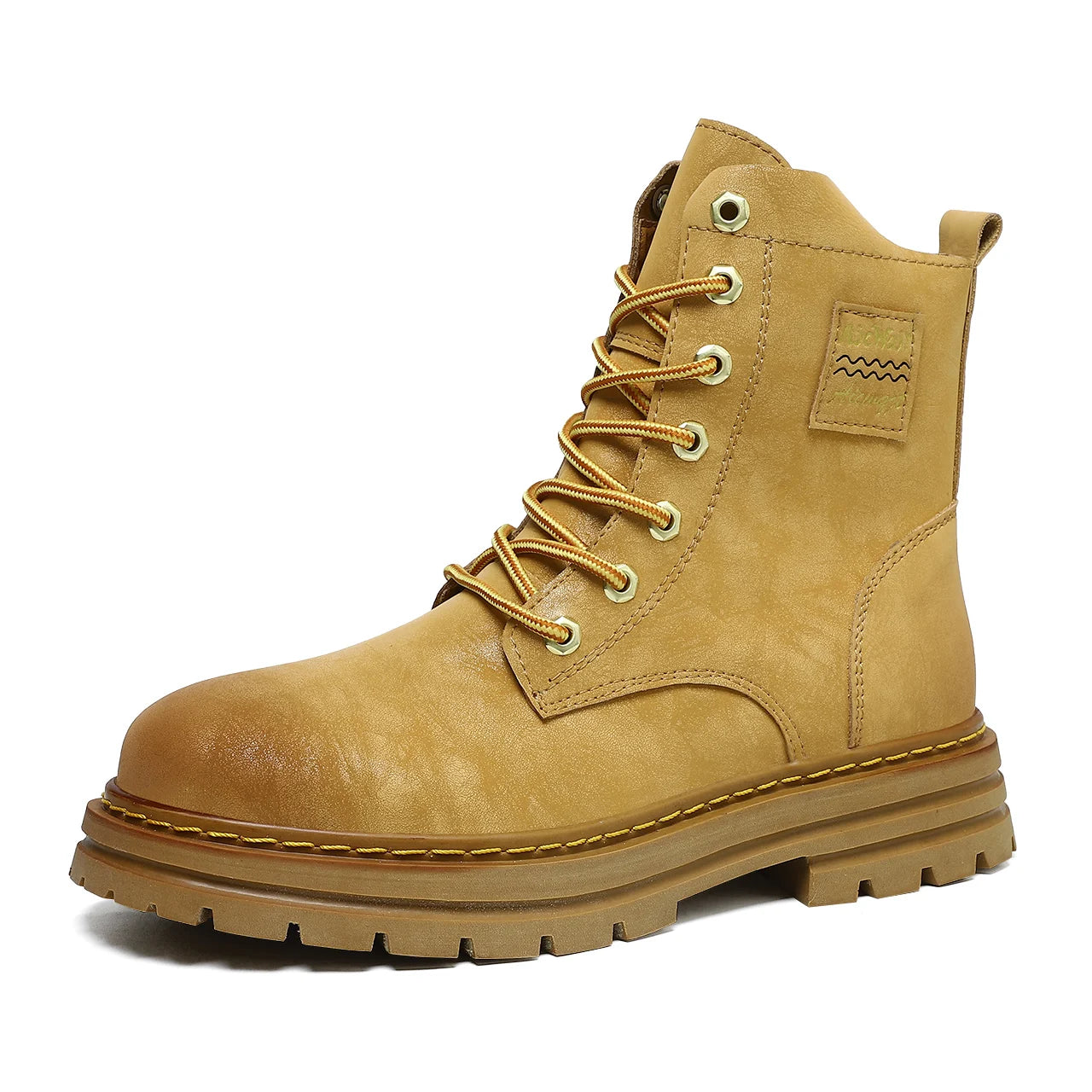 Men winter high top genuine leather boots couple anti-slip motorcycle boots lace-up shoes fashion zipper men boots large size 47