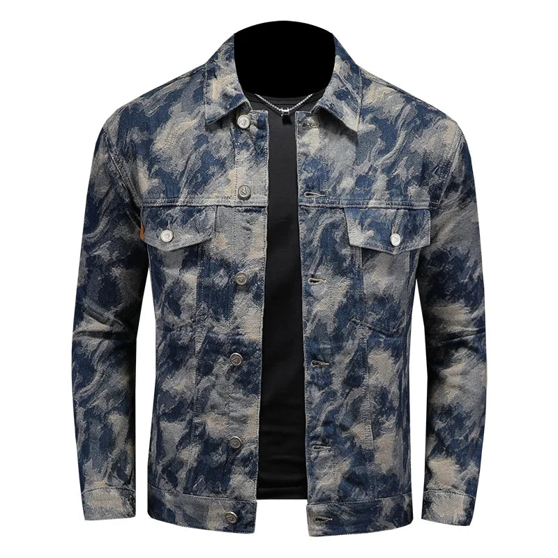 Slim Fit Men's Denim Jaet Spring Autumn American High Street Trend Korean Version Printed Casual Jeanswear Youth Faion