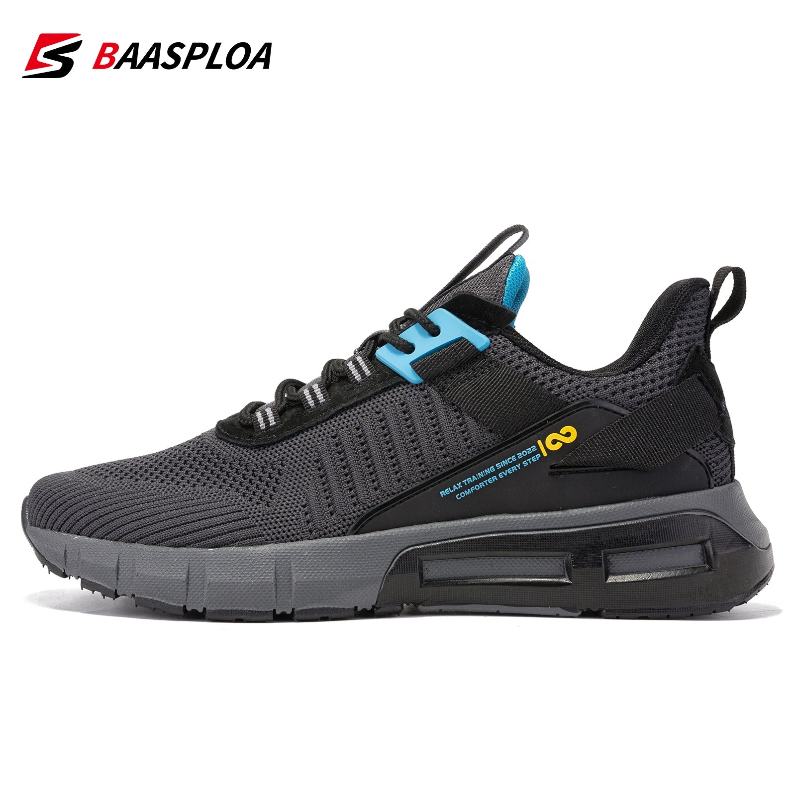 Baasploa Men Sport Shoes Mesh Breathable Walking Shoes for Men Lightweight Non-Slip Outdoor Fashion Casual Sneakers Lace Up Male