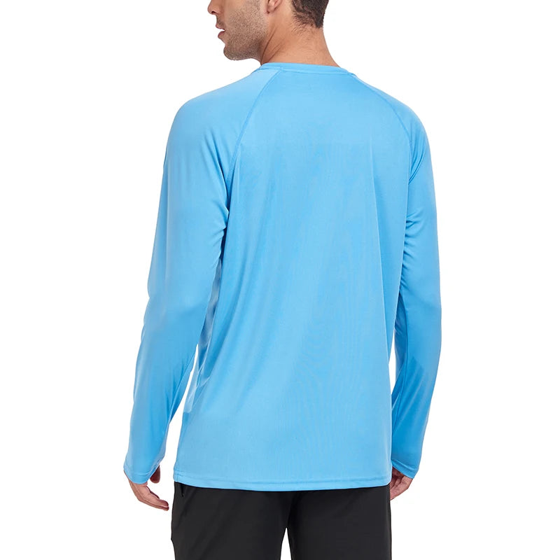 UV Men's Sun Protection Long Sleeve Summer UPF50+ Performance Quick Dry Men T-shirts Breathable Hiking Workout Pullover Tops