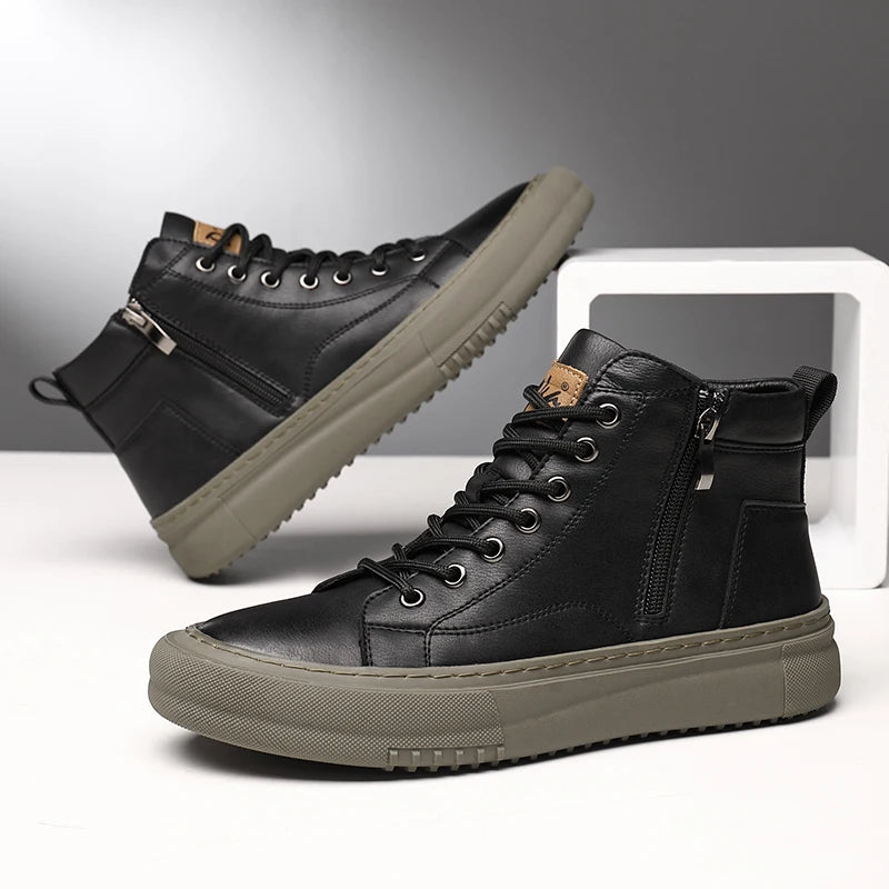 2024 Men's Spring & Fall White Shoes Men's New Trendy Versatile High-Top Sneakers Summer Fashion Casual Men's Shoes Breathable and Wear-Resistant Sneakers