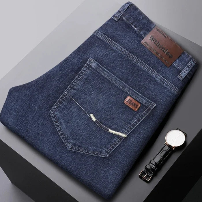 2025 New Men's Denim Pants Business Style Elastic Regular Fit Straight Business Casual Male's High Quality All Seasons Jeans