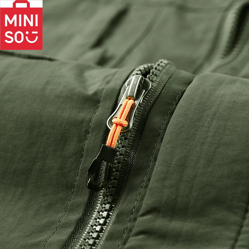 MINISO2024 new assault jacket, casual outdoor hooded plus size jacket, men's middle-aged and elderly jacket, autumn and winter o