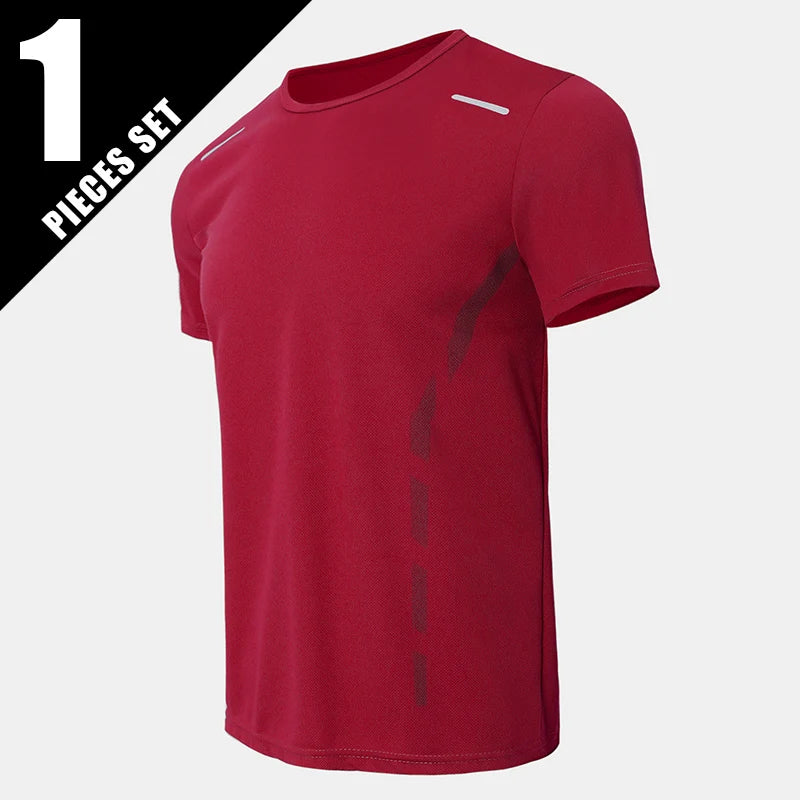 1/4 Pcs Men's Summer Fashion Printing Quick-drying Short-sleeved Youth Leisure Sports Fitness Breathable Top Middle-aged Loose T