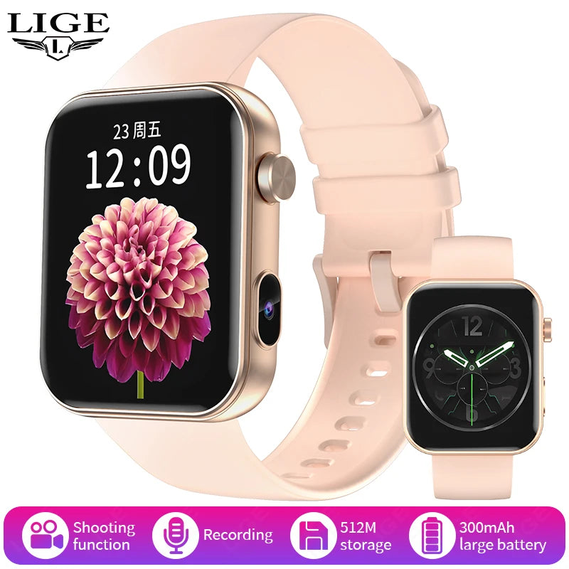 LIGE 512MB Memory Camera Smartwatch Women Take Photo Recording Video Health Monitor Wireless Call Smart Watch 100+ Dynamic Dials