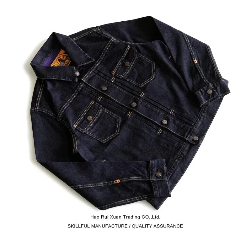 Men Jacket Selvedge Denim Jacket Men Vintage Purple and Blue Double Sided Dye Regular Fit 12.5 Oz