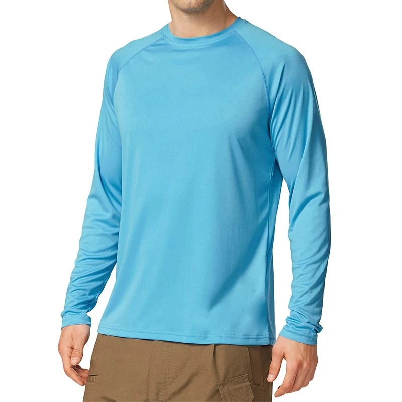 UV Men's Sun Protection Long Sleeve Summer UPF50+ Performance Quick Dry Men T-shirts Breathable Hiking Workout Pullover Tops