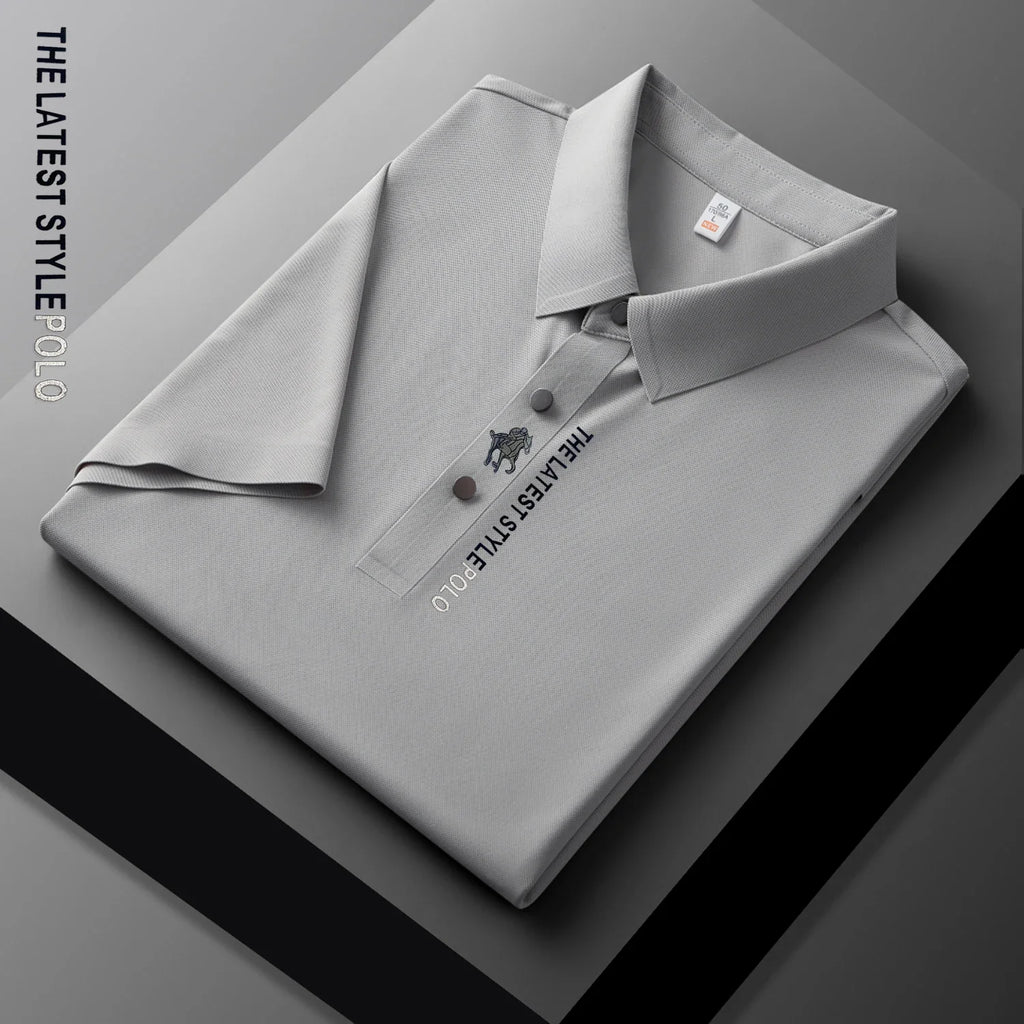 Ice Silk Polo Shirt Short Sleeved Letter Printing T-shirt New 2024 Summer Men's Clothing High-grade  Shirts