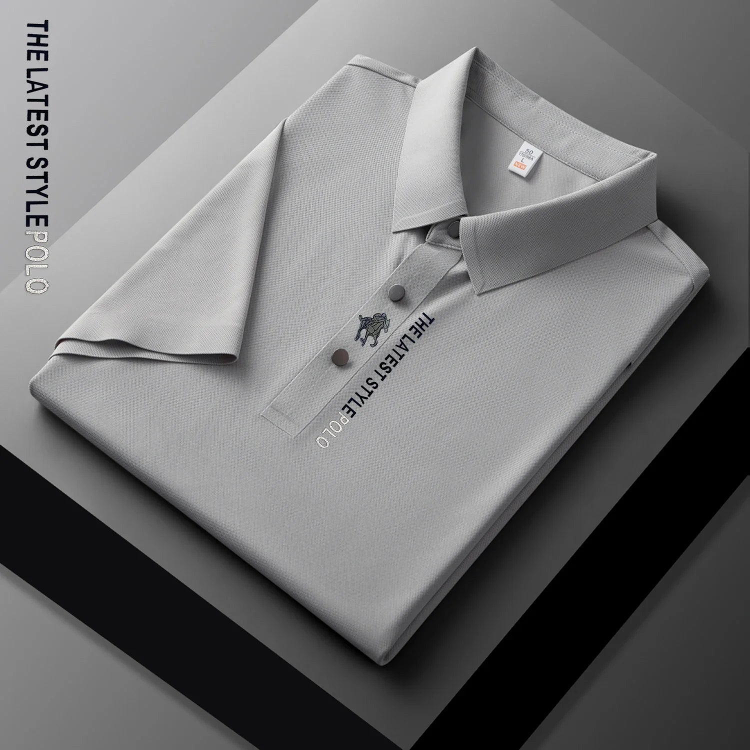 Ice Silk Polo Shirt Short Sleeved Letter Printing T-shirt New 2024 Summer Men's Clothing High-grade  Shirts