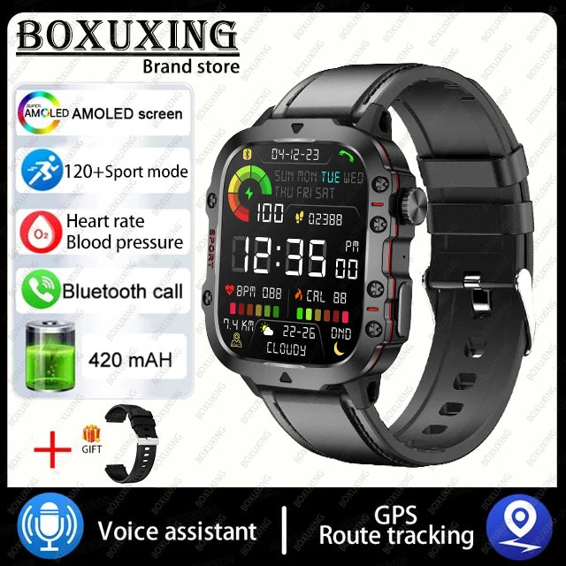 2025 New 3TAM Waterproof Smart Watch Men Outdoor Sports Fitness Tracker Health Monitor 1.96"HD BT Call Waterproof Smartwatch