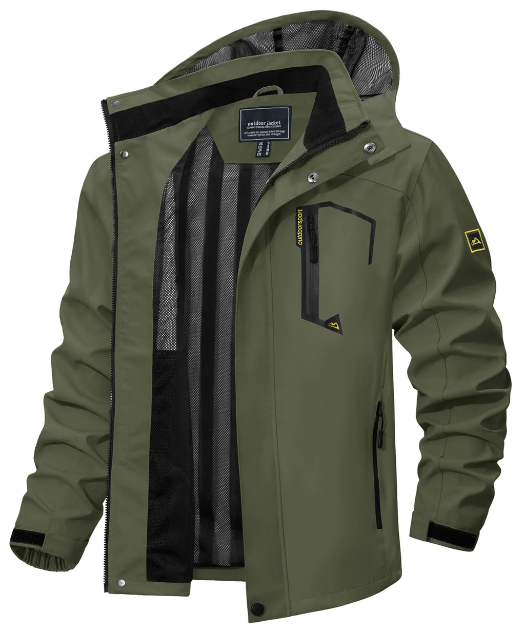 TACVASEN Spring Autumn Lightweight Jackets Mens Mesh Lined Waterproof Rain Jacket Outdoor Fishing Hiking Jacket Male Windbreaker