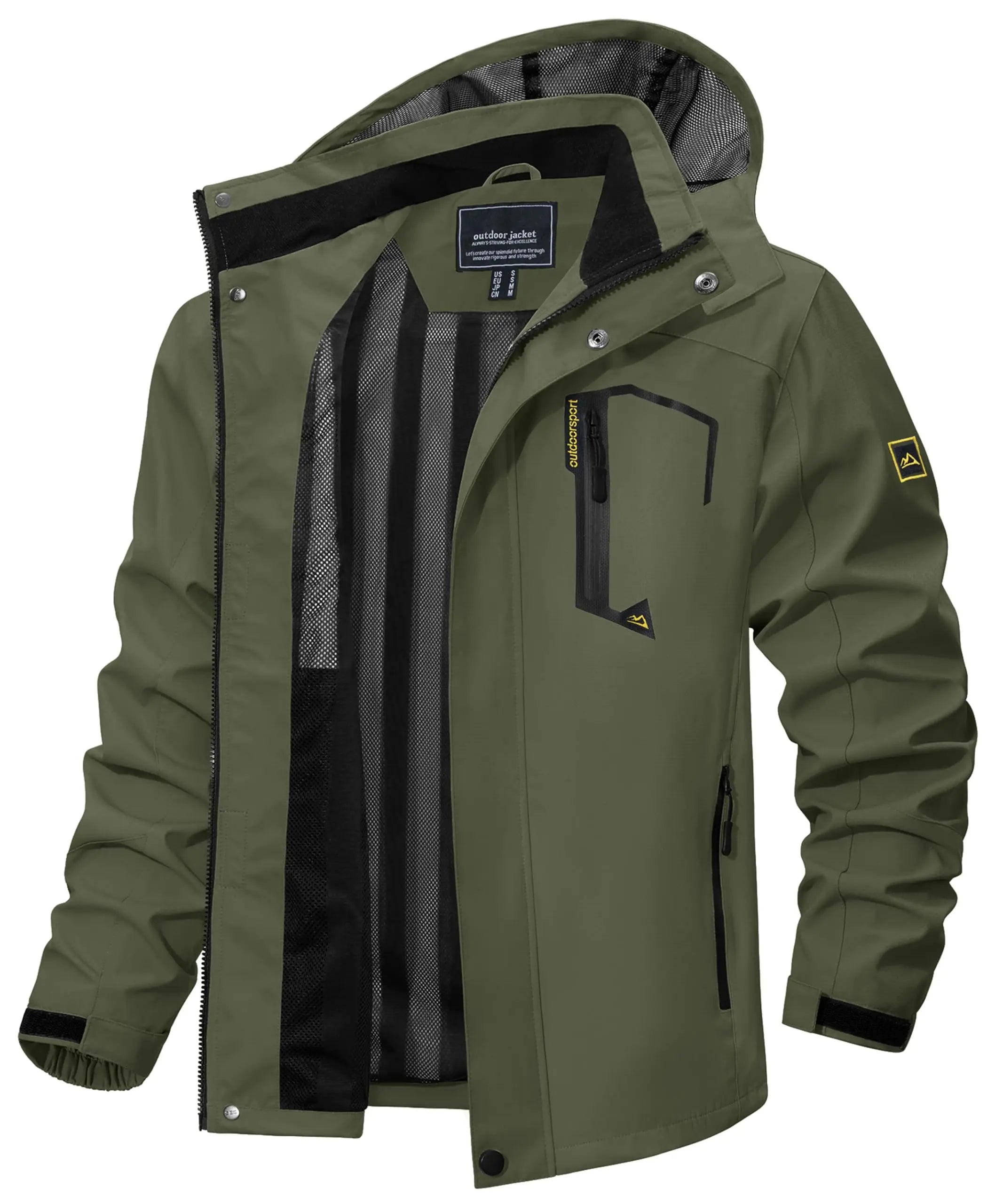 TACVASEN Spring Autumn Lightweight Jackets Mens Mesh Lined Waterproof Rain Jacket Outdoor Fishing Hiking Jacket Male Windbreaker
