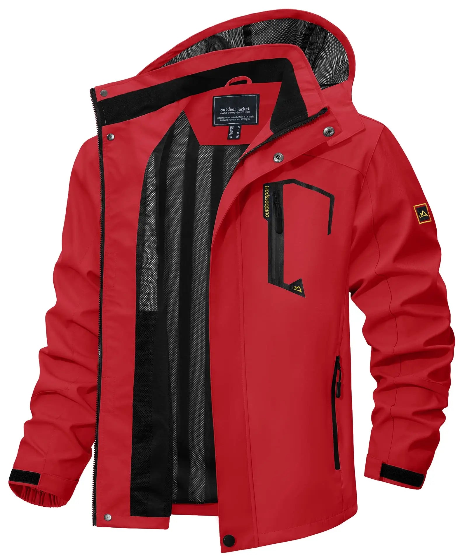 TACVASEN Spring Autumn Lightweight Jackets Mens Mesh Lined Waterproof Rain Jacket Outdoor Fishing Hiking Jacket Male Windbreaker