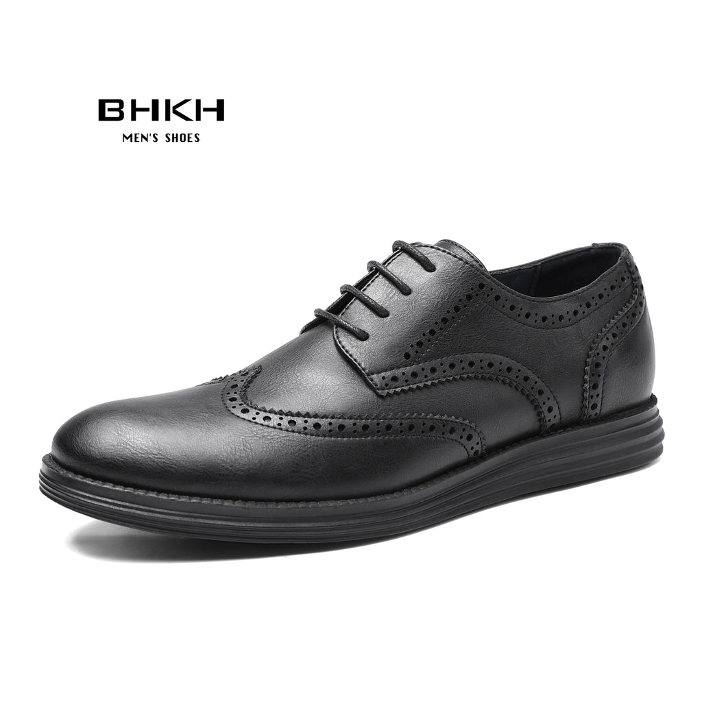 BHKH 2025 Genuine Leather Dress Shoes Comfy Men Casual Shoes Smart Business Work Office Lace-up Men Shoes