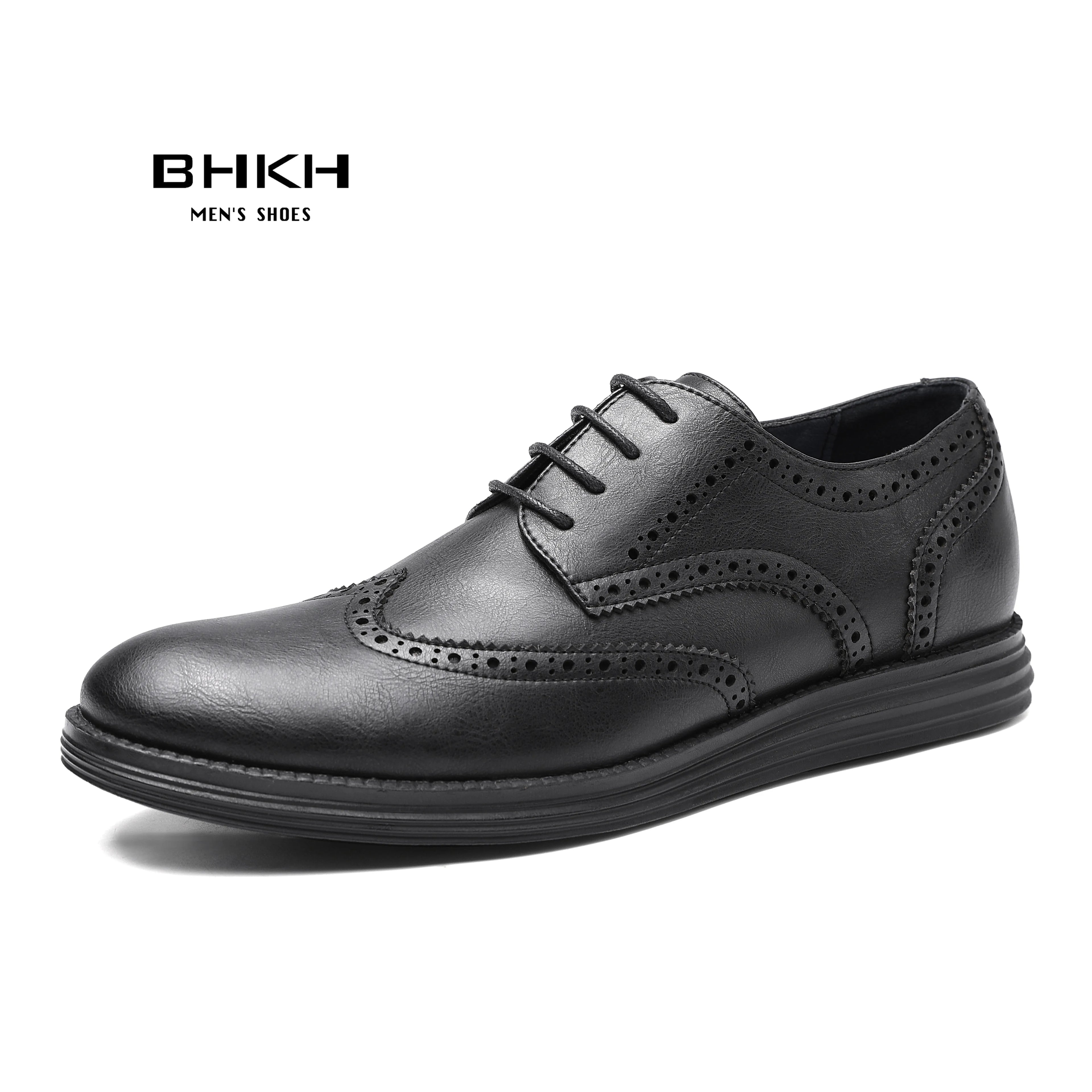 BHKH 2025 Genuine Leather Dress Shoes Comfy Men Casual Shoes Smart Business Work Office Lace-up Men Shoes