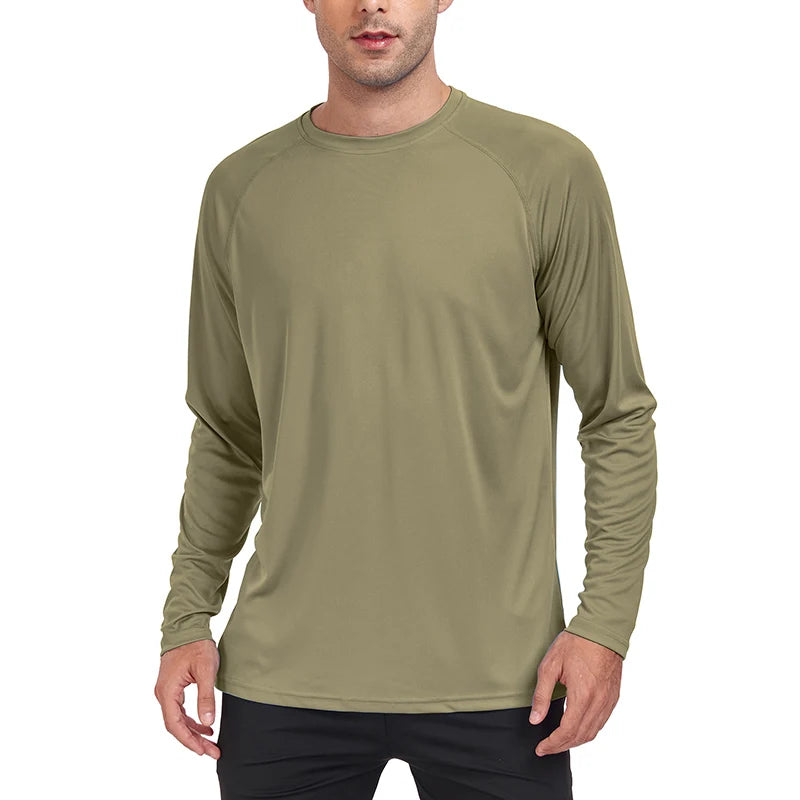 UV Men's Sun Protection Long Sleeve Summer UPF50+ Performance Quick Dry Men T-shirts Breathable Hiking Workout Pullover Tops