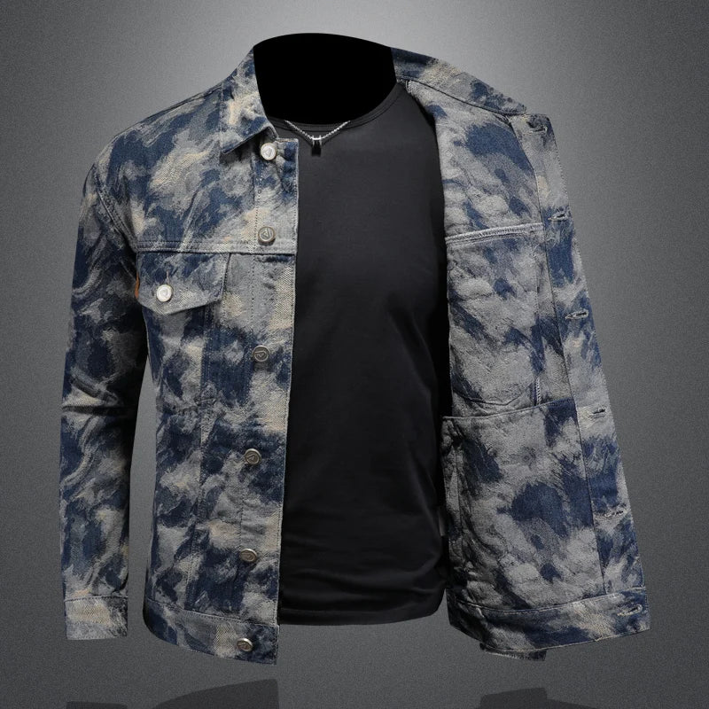 Slim Fit Men's Denim Jaet Spring Autumn American High Street Trend Korean Version Printed Casual Jeanswear Youth Faion