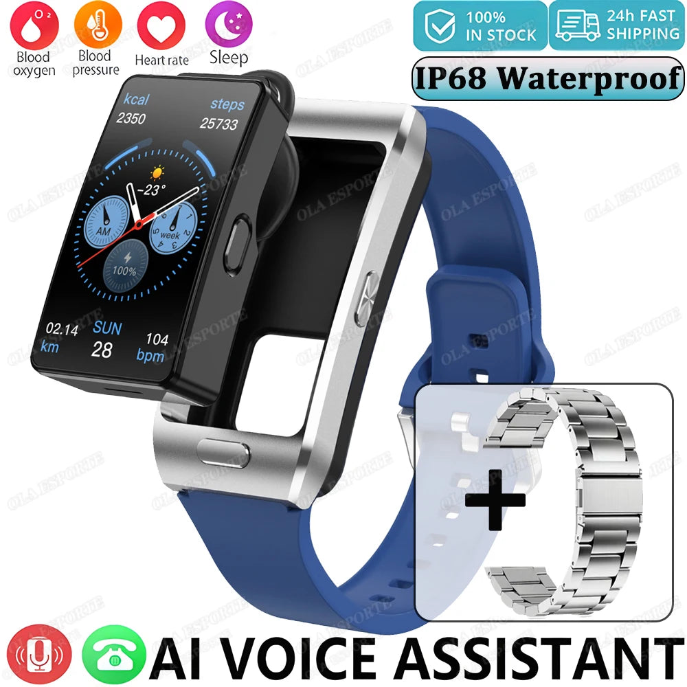 2 in 1 Smart Watch Earphone Car Player TWS Sport  SmartWatch for Men Women Fashion Business Bluetooth Phone Call Watch Music